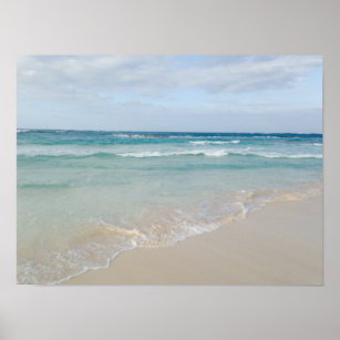 Tropical Ocean Waves and Sandy Beach Poster