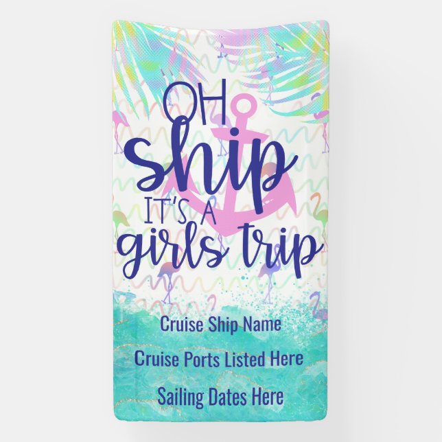 Tropical Oh Ship It's a Girls Trip | Cruise Door Banner (Vertikal)