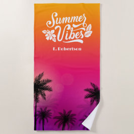 Tropical Ombre Summer Night Monogram Strandtuch
