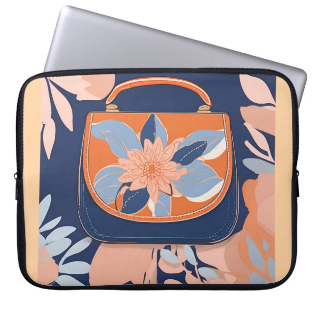 Tropical Orange Blue AI Art Laptopschutzhülle (Vorderseite)