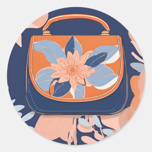 Tropical Orange Blue AI Art Runder Aufkleber (Vorderseite)