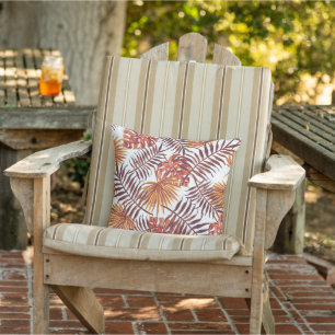 Tropical Orange Brown Palm Blätter Watercolor Kuns Kissen