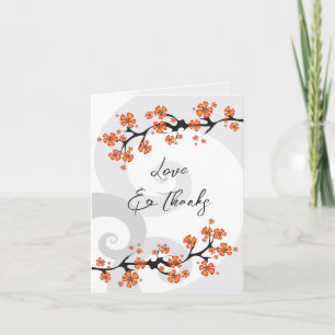 Tropical Orange Hibiscus Flowers And Swirls Modern Karte