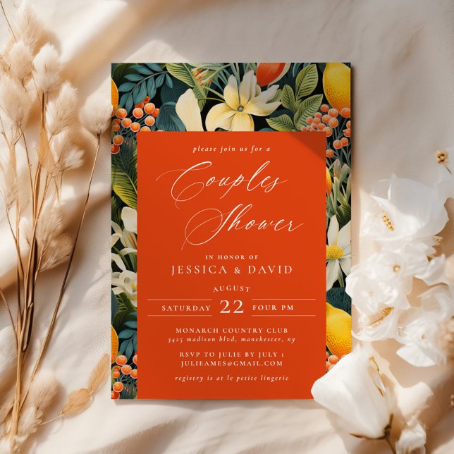 Tropical Orange Paradise Couple's Dusche Einladung (Von Creator hochgeladen)