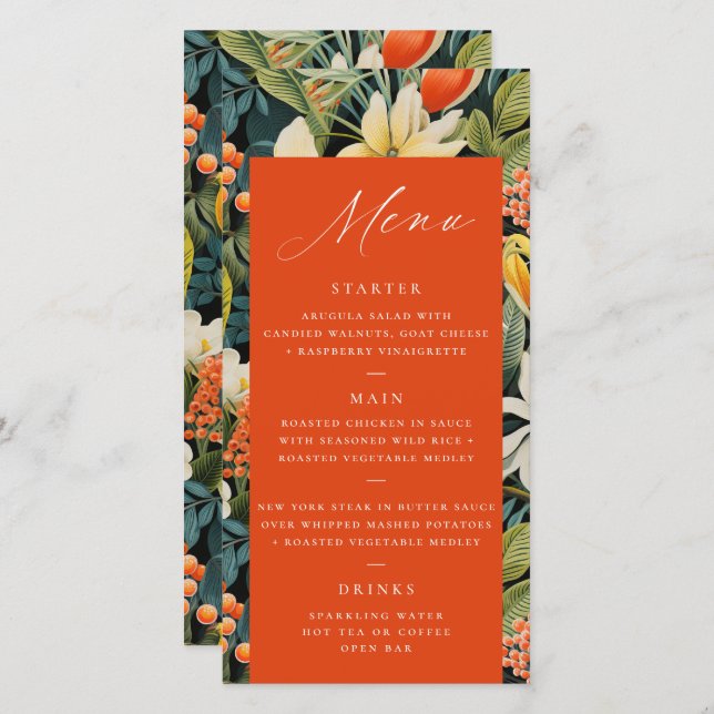 Tropical Orange Paradise Menu (Vorne/Hinten)
