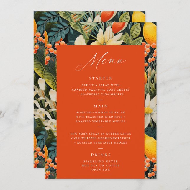 Tropical Orange Paradise Menu (Vorne/Hinten)