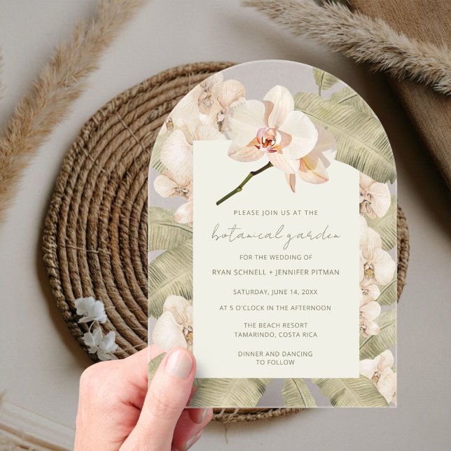 Tropical Orchid Botanical Garden Wedding  Acryleinladungen (Von Creator hochgeladen)