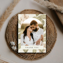 Tropical Orchid Botanical Wedding Photo Thank You Dankeskarte