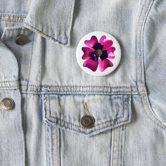 Tropical Orchid MOD Retro Groovy Hawaii Blume Button (Beispiel)