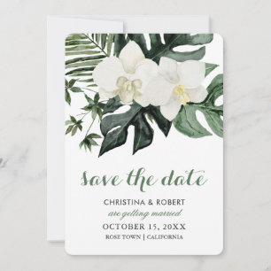 Tropical Orchid Monstera Botanical Save the Date