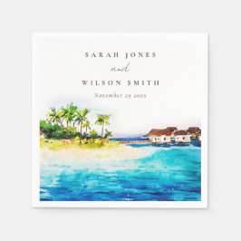 Tropical Overwater Villa Seascape Beach Hochzeit Serviette