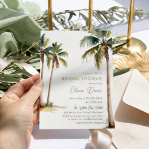 Tropical Palm and Beach Bridal Dusche Einladung