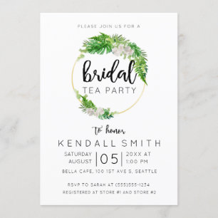 Tropical Palm and Greenery Wreath Bridal Tea Party Einladung
