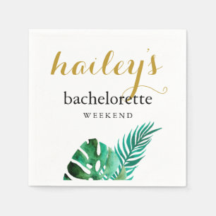 Tropical Palm Bachelorette Weekend mit Namen Serviette