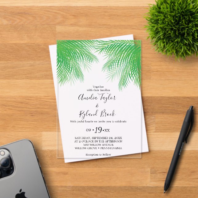 Tropical Palm Beach Acrylic Acryleinladungen (Insitu (Einladungskarte))