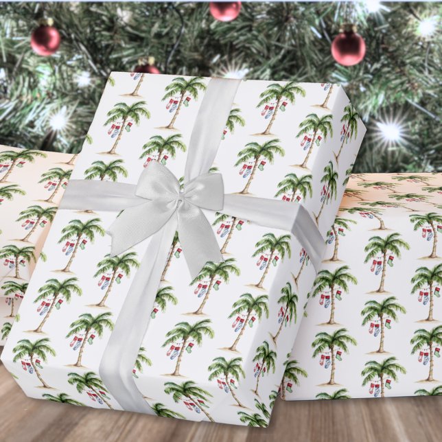 Tropical Palm Beach Christmas Geschenkpapier (Tropical Palm Beach Christmas Wrapping Paper )
