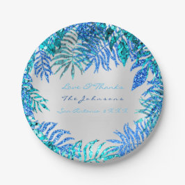 Tropical Palm Beach Ocean Blue Ocean Pink Turqoise Pappteller