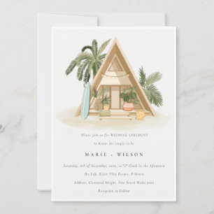 Tropical Palm Beach Shack Wedding QR Code UAWG Einladung