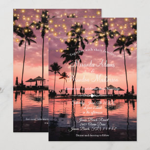 Tropical Palm Beach Summer Sunset Wedge Einladung