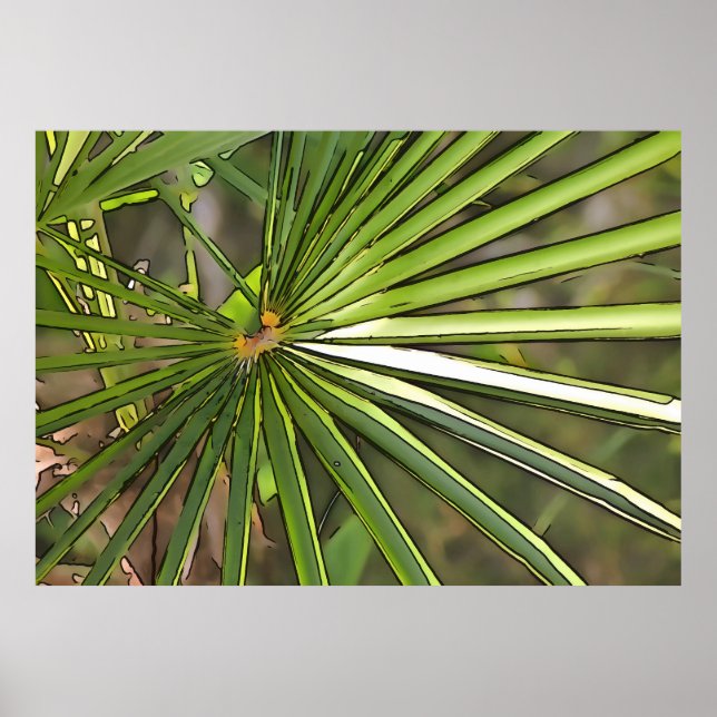 Tropical Palm Black Kontur Art Poster (Vorne)