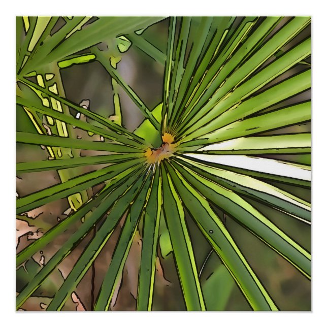 Tropical Palm Black Kontur Art Poster (Vorderseite)