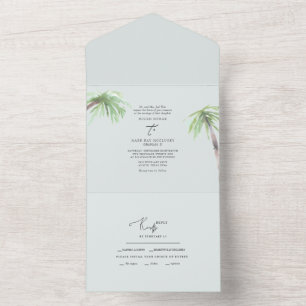 Tropical Palm Blasses Meerwasser All In One Einla Einladung