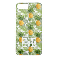 Tropical Palm Blätter & Ananas | Name hinzufügen