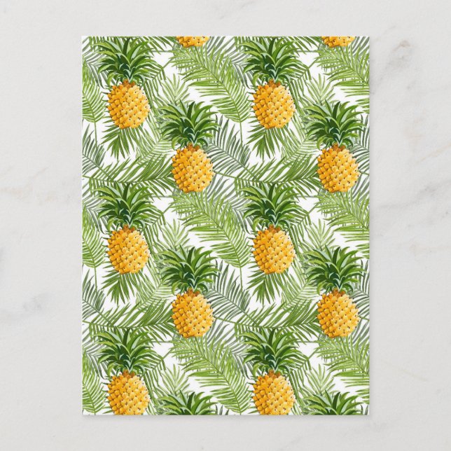 Tropical Palm Blätter & Ananas Postkarte (Vorderseite)