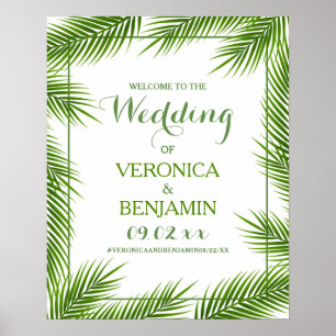 Tropical Palm Blätter Beach Wedding Empfang Poster