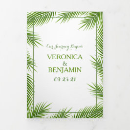 Tropical Palm Blätter Beach Wedding Suite Dreifach Gefaltete Einladung