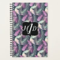 Tropical Palm Blätter Farbenfroh Mit Monogramm