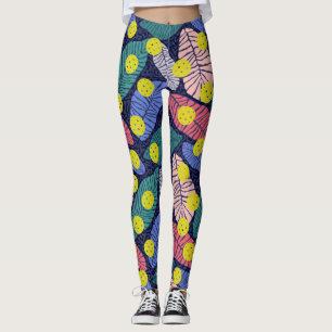 Tropical Palm Blätter Farbenfrohe Pickleball Sport Leggings