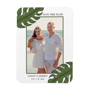 Tropical Palm Blätter Foto Hochzeit Speichern Sie  Magnet