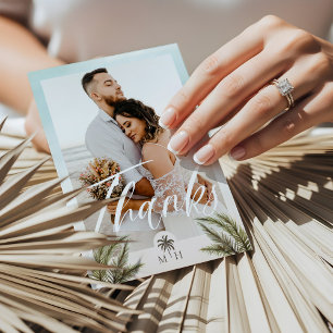 Tropical Palm Blätter Foto Palm Tree Monogram Dankeskarte