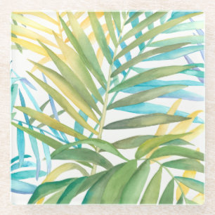 Tropical Palm Blätter Glasuntersetzer