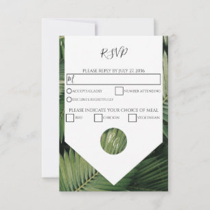 Tropical Palm Blätter Greenerity Wedding RSVP Kart Karte