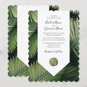 Tropical Palm Blätter Grüne Hochzeit Einladungen