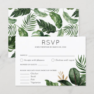 Tropical Palm Blätter Hochzeit RSVP Food Optionen Einladung