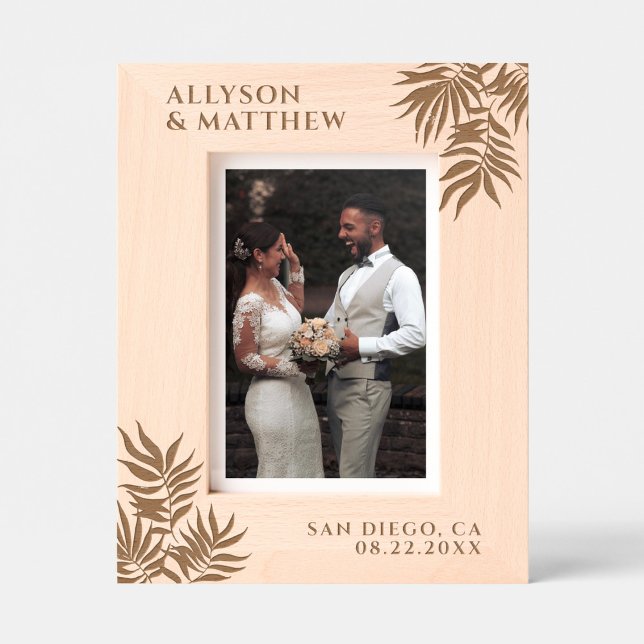 Tropical Palm Blätter Individuelle Name Hochzeit Geätzte Rahmen (Von Creator hochgeladen)