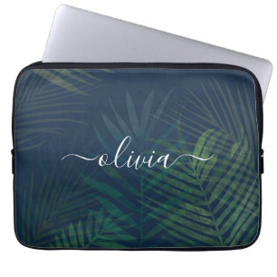 Tropical Palm Blätter Laptop Sleeve - Dunkelgrün