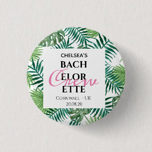 Tropical Palm Blätter Leaf Bachelorette Crew Party Button