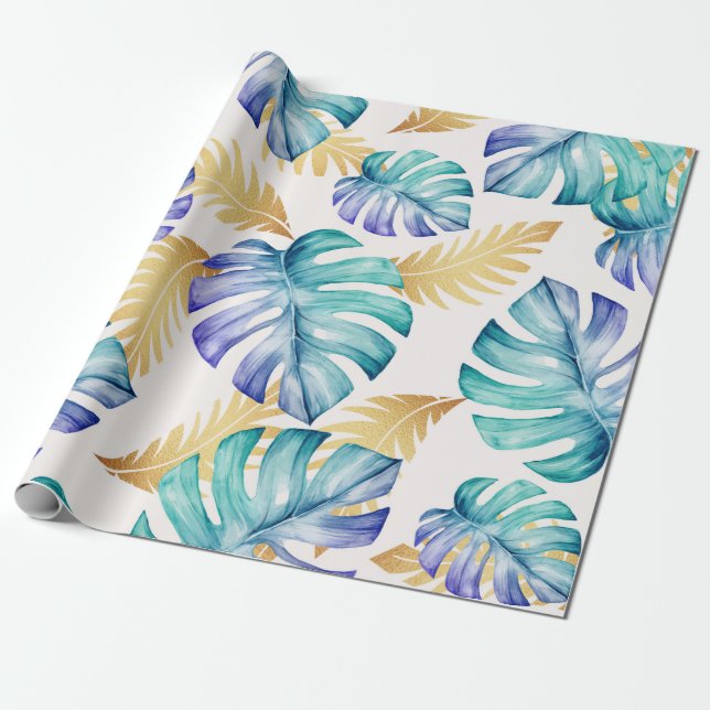 Tropical Palm Blätter Muster Geschenkpapier (Ungerollt)