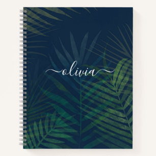 Tropical Palm Blätter Notebook - Dunkelgrüner Dsch Notizbuch