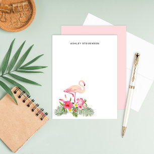 Tropical Palm Blätter Pink Flamingo Individuelle N Mitteilungskarte