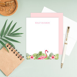 Tropical Palm Blätter Pink Flamingo Individuelle N Mitteilungskarte
