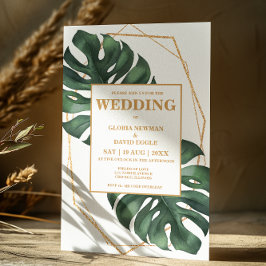 Tropical Palm Blätter QR Code Einladung Hochzeit