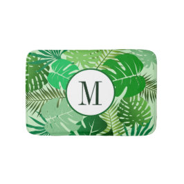 Tropical Palm Blätter Rainforest Foliage Monogram Badematte