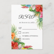 Tropical Palm Blätter RSVP Card | Sommerziel
