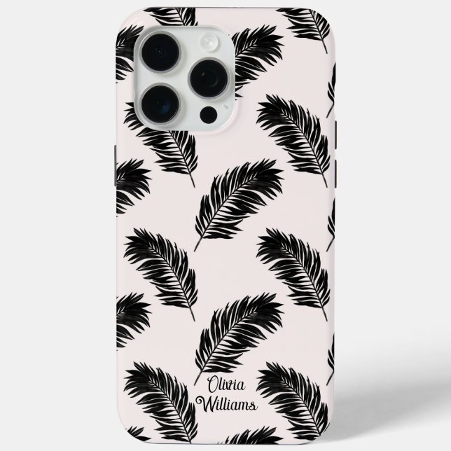 Tropical Palm Blätter Schwarz-weiß Case-Mate iPhone Hülle (Rückseite)