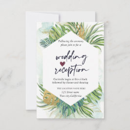 Tropical Palm Blätter Sommerhochzeit Empfang Einladung